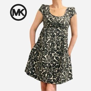 Michael Kors Cap Sleeve Empire Waist Linen Shift Dress size 8